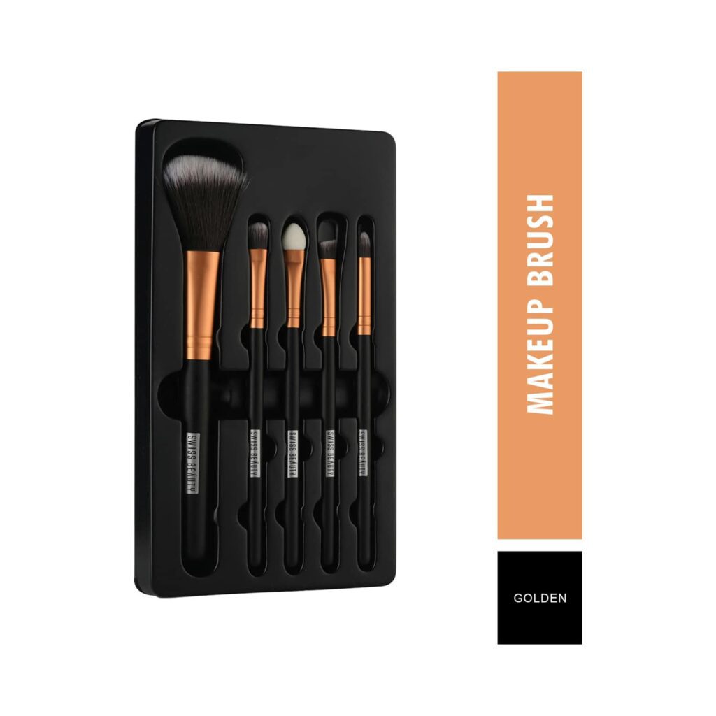 Swiss Beauty Makeup Brush - Gold (5Pcs) - Swiss Beauty