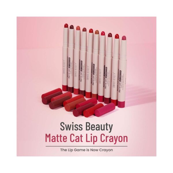 Swiss Beauty Matte Cat Lip Crayon - Flattering Peach (1.5 g) - Swiss Beauty