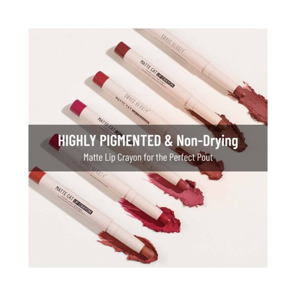 Swiss Beauty Matte Cat Lip Crayon - Flattering Peach (1.5 g) - Swiss Beauty
