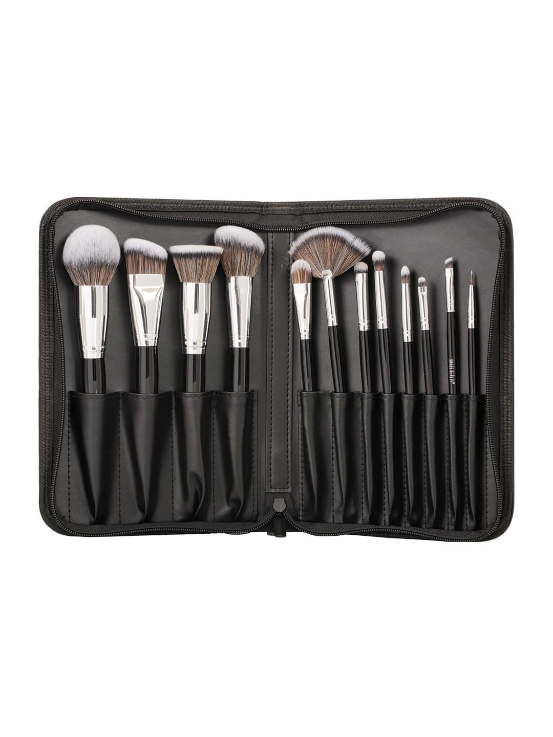 Swiss Beauty Professional Makeup Brush Set - Black, Silver (12 Pcs) - Swiss Beauty