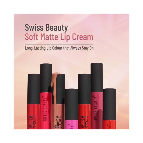 Swiss Beauty Soft Matte Lip Cream Weightless Lipstick - Lotus Pink (6 ml) - Swiss Beauty