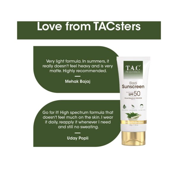 TAC - The Ayurveda Co. Eladi Sunscreen SPF 50 (50 g) - TAC - The Ayurveda Co.
