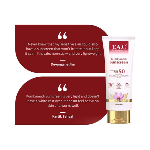 TAC - The Ayurveda Co. Kumkumadi Sunscreen SPF 50 (50g) - TAC - The Ayurveda Co.