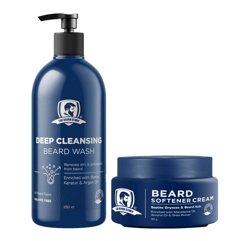 The Beard Story Beard Softner Cream (50 g) & Deep Cleansing Beard Wash (250 ml) Combo - The Beard Story