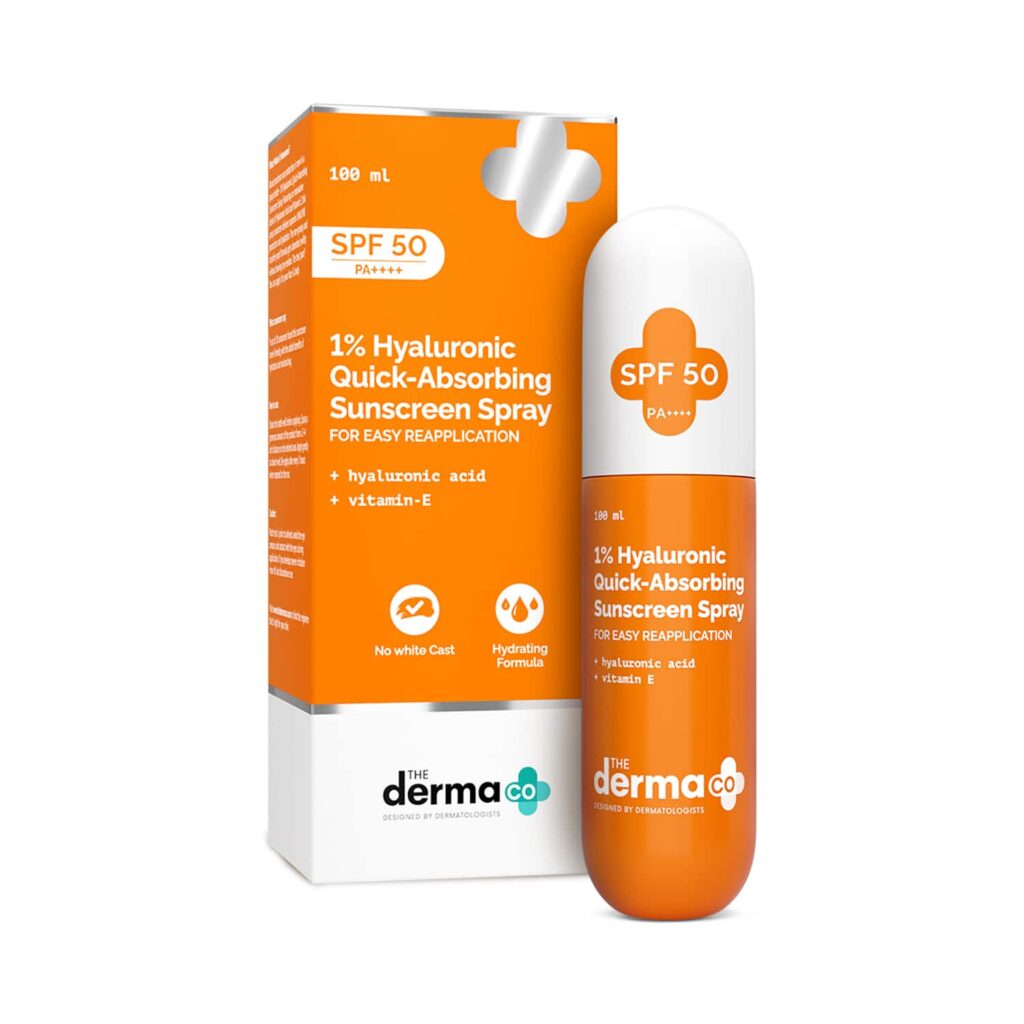 The Derma Co 1% Hyaluronic Quick-Absorbing Sunscreen Spray (100 ml) - The Derma Co