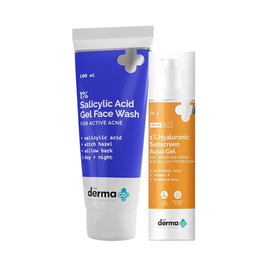 The Derma Co 1% Hyaluronic Sunscreen and 2% Salicylic Face Wash Combo - The Derma Co