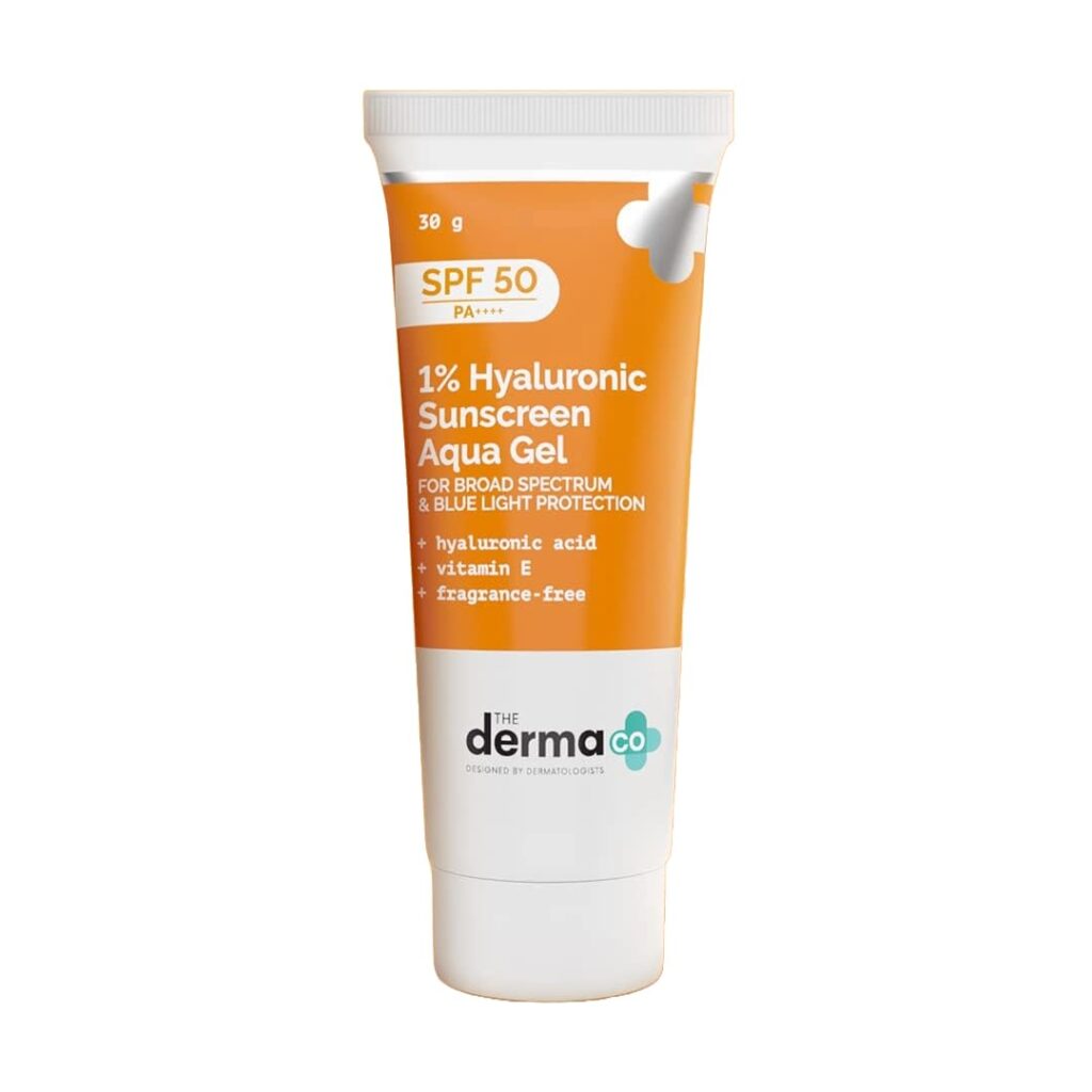 The Derma Co 1% Hyaluronic Sunscreen Aqua Gel SPF 50 PA++++ I For Oily, Dry, Acne-prone Skin | Ultra Lightweight Texture I Non-Greasy I No White Cast | Broad Spectrum Protection...
