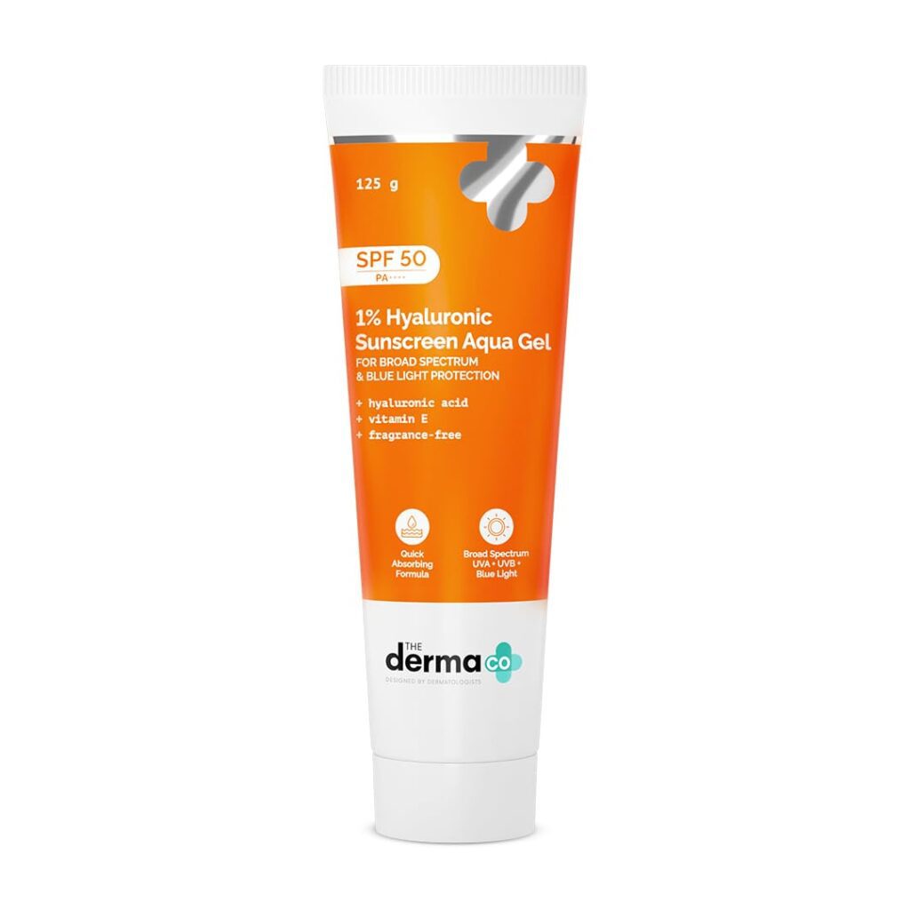 The Derma Co 1% Hyaluronic Sunscreen Aqua Gel SPF 50 PA++++ I For Oily, Dry, Acne-prone Skin | Ultra Lightweight Texture I Non-Greasy I No White Cast | Broad Spectrum Protection...