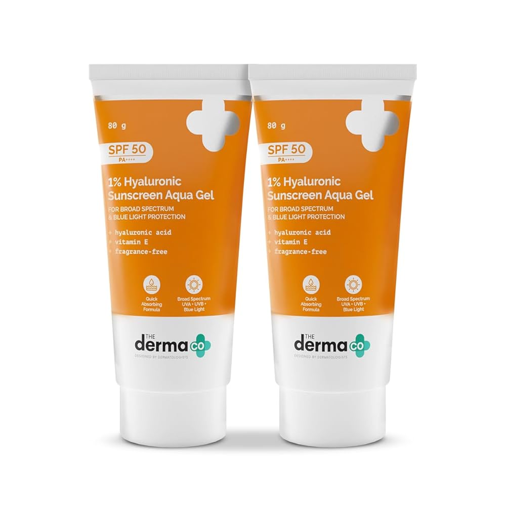 The Derma Co 1% Hyaluronic Sunscreen Aqua Gel SPF 50 PA++++ I For Oily, Dry, Acne-prone Skin | Ultra Lightweight Texture | Non-Greasy, No White Cast | Broad Spectrum Protection...