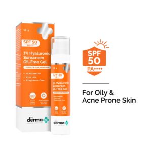 The Derma Co 1% Hyaluronic Sunscreen Oil-Free Gel Lightweight Sunscreen Acne-Prone Skin (50 g) - The Derma Co