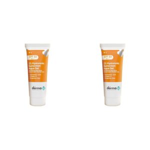 The Derma Co 1% Hyaluronic Sunscreen SPF 50 Aqua Gel, PA++++, Lightweight, No white-cast for Broad Spectrum & Blue Light Protection for Oily, Dry, Acne-prone Skin - 30g (Pack of 2)