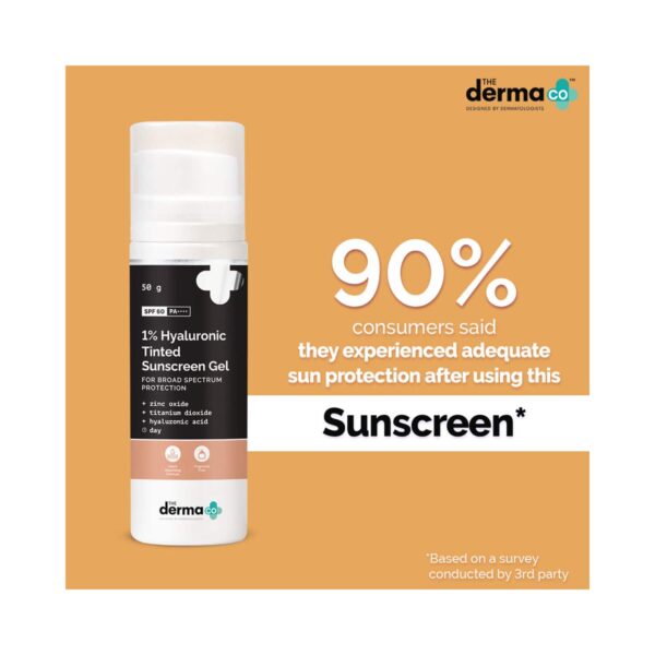 The Derma Co 1% Hyaluronic Tinted Sunscreen Gel SPF 60 PA++ (50g) - The Derma Co