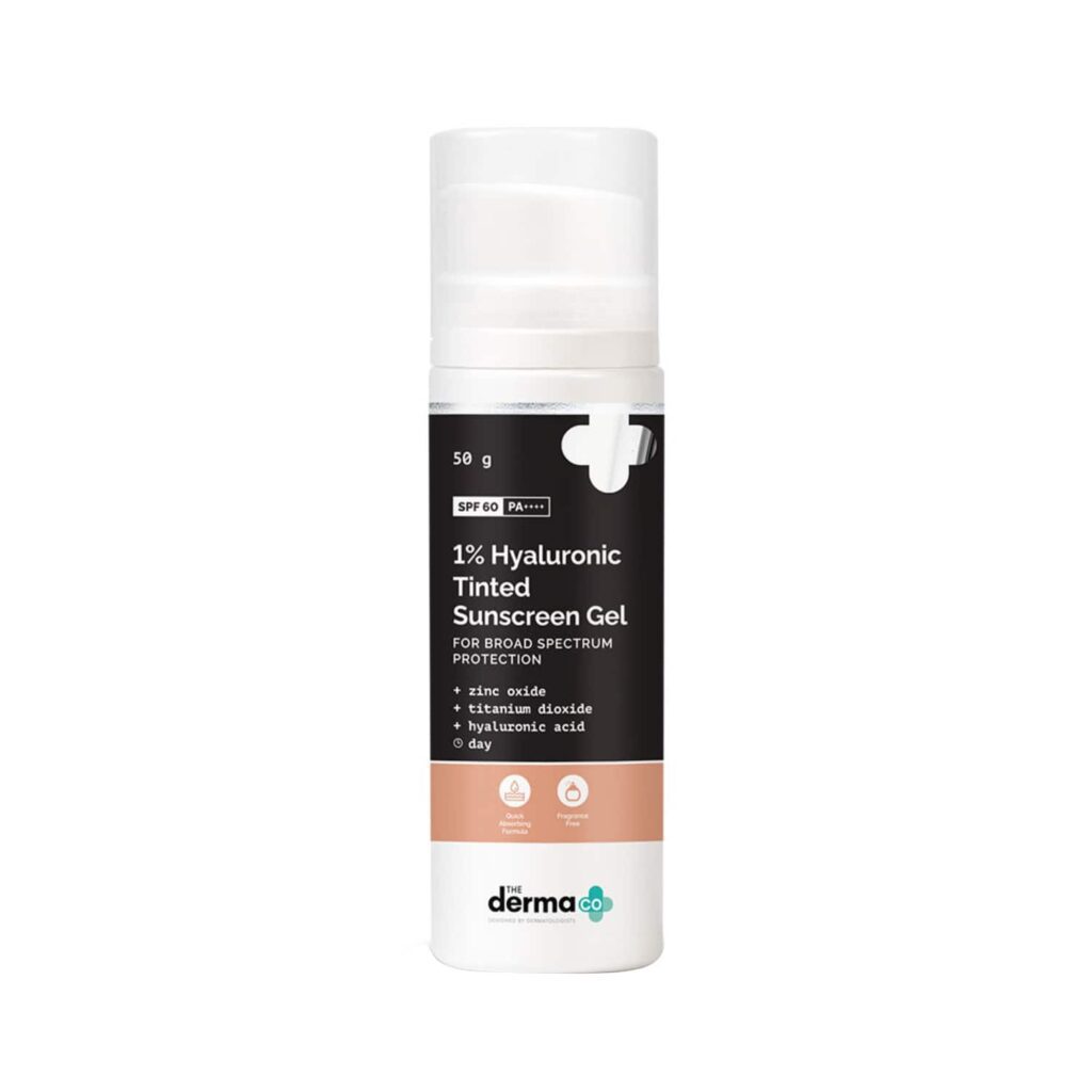 The Derma Co 1% Hyaluronic Tinted Sunscreen Gel SPF 60 PA++ (50g) - The Derma Co