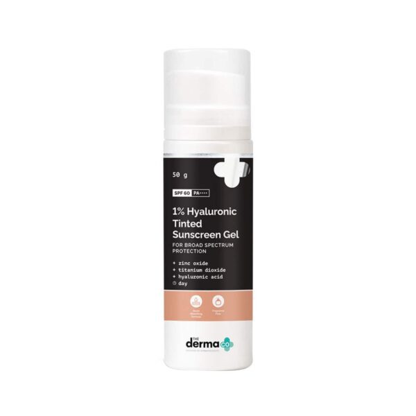 The Derma Co 1% Hyaluronic Tinted Sunscreen Gel SPF 60 PA++ (50g) - The Derma Co