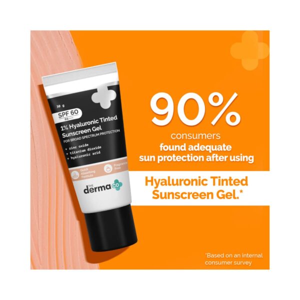 The Derma Co 1% Hyaluronic Tinted Sunscreen Gel With SPF 60 PA++ (30g) - The Derma Co