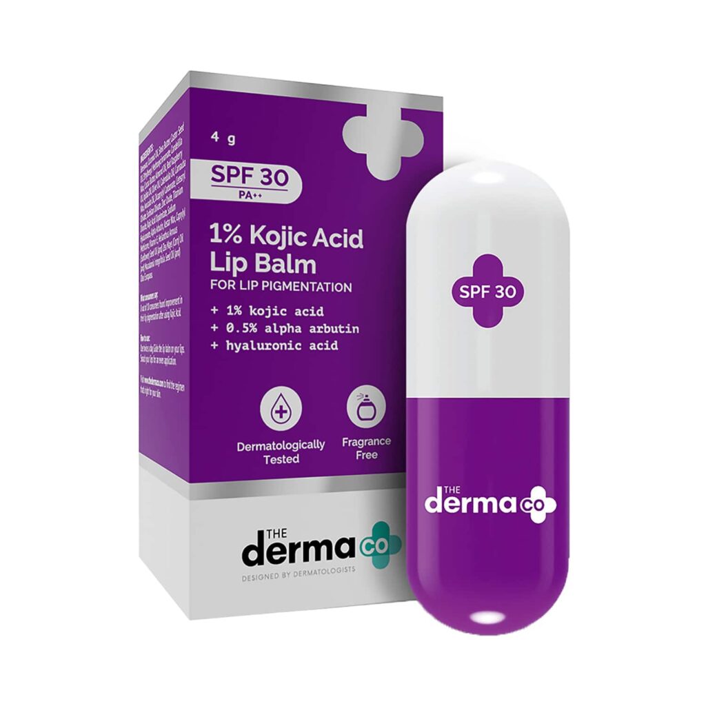 The Derma Co. 1% Kojic Acid Lip Balm SPF 30 PA++ With Alpha Arbutin & Hyaluronic Acid (4g) - The Derma Co