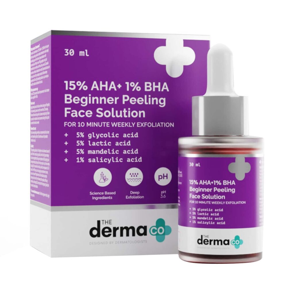 The Derma Co 15% Aha + 1% Bha Beginner Face Peeling Solution (30ml) - The Derma Co