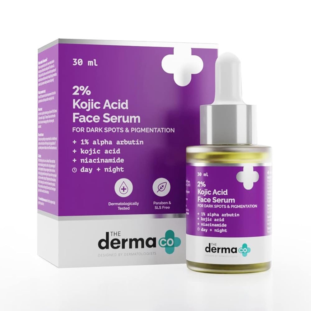 The Derma Co 2% Kojic Acid Face Serum I With 1% Alpha Arbutin & Niacinamide | Reduces Dark Spots, Pigmentation & Blemishes | For All Skin types | 30 ml