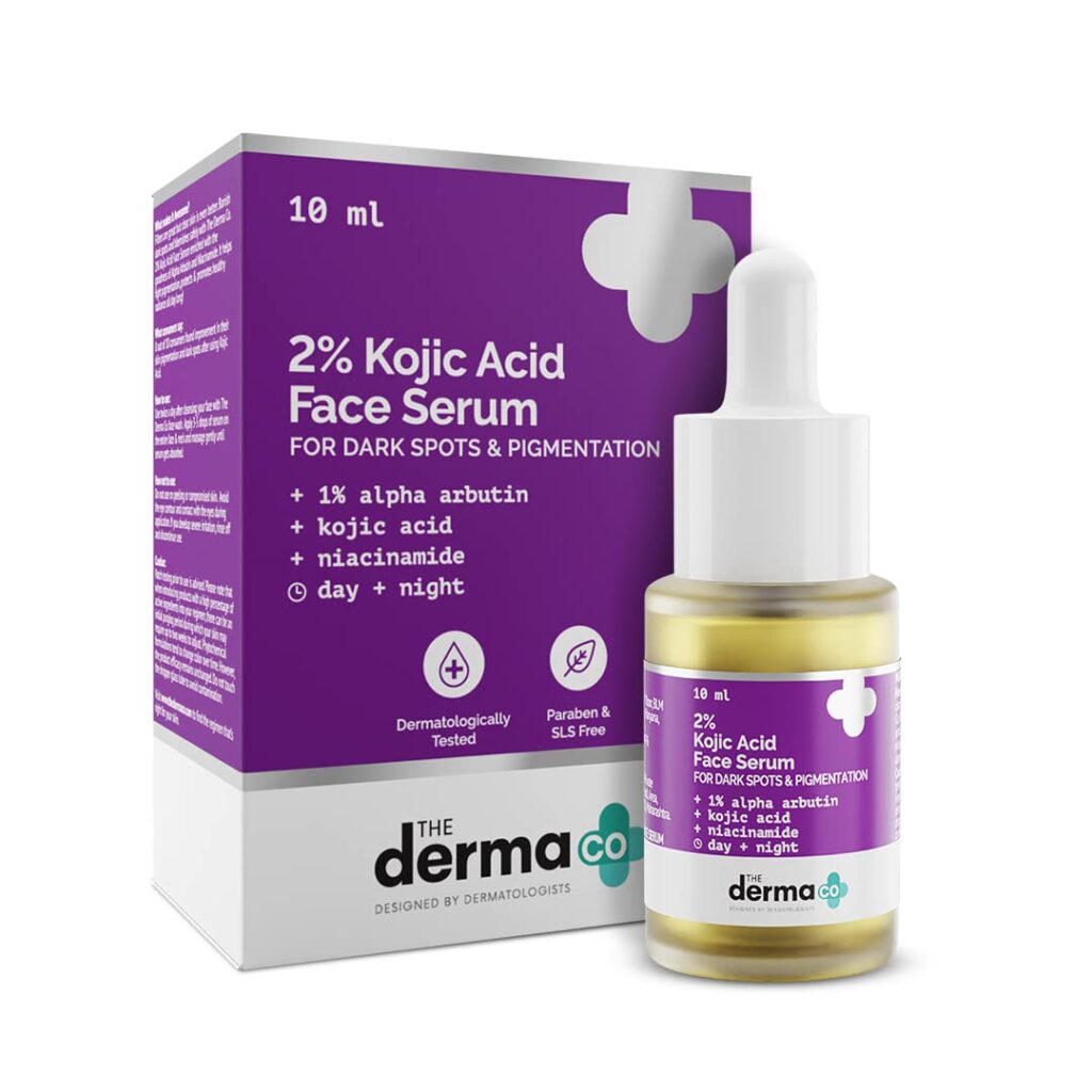 The Derma Co 2% Kojic Acid Face Serum | With 1% Alpha Arbutin & Niacinamide | Reduces Dark Spots, Pigmentation & Blemishes | For All Skin types | 10 ml