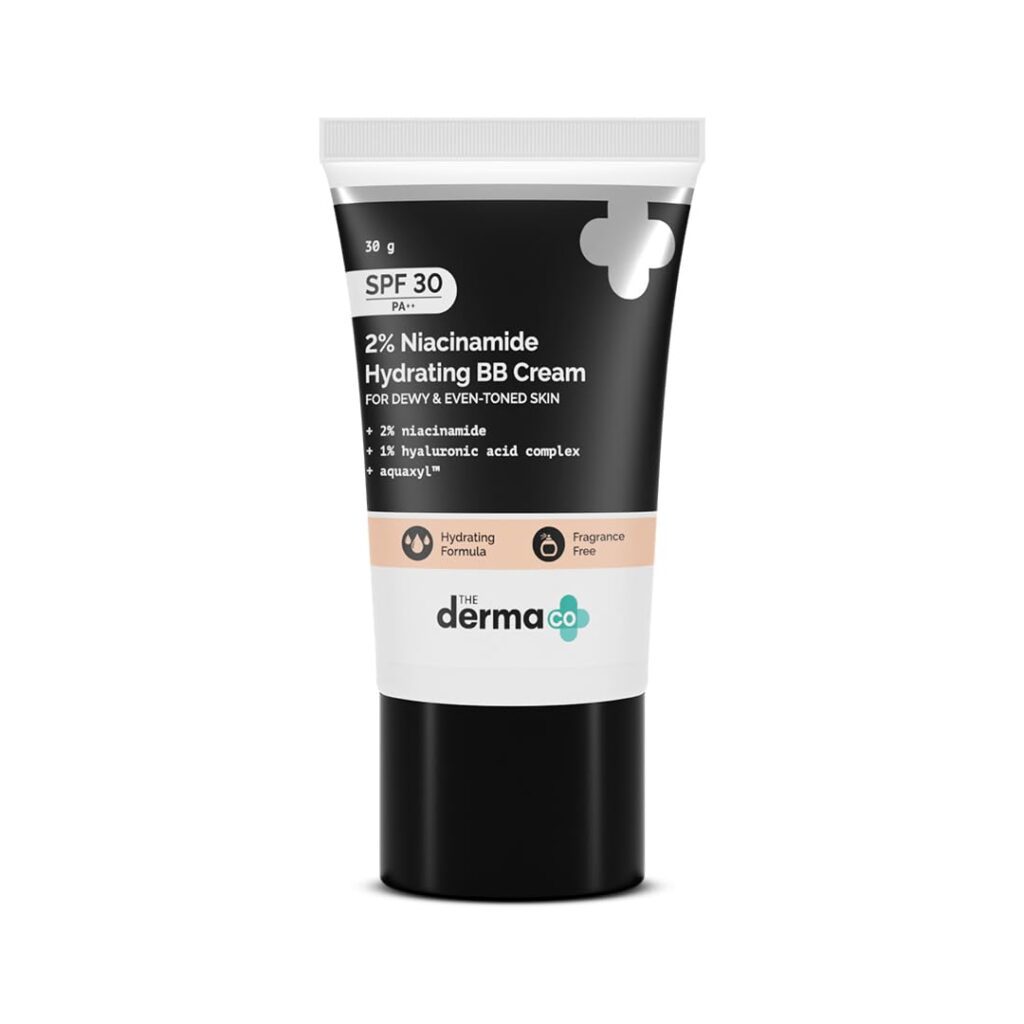 The Derma Co 2% Niacinamide Hydrating Bb Cream With 1% Hyaluronic Acid Complex & Aquaxyl, Medium, Matte, All Skin Type - 30 Gm | 01 - Ivory