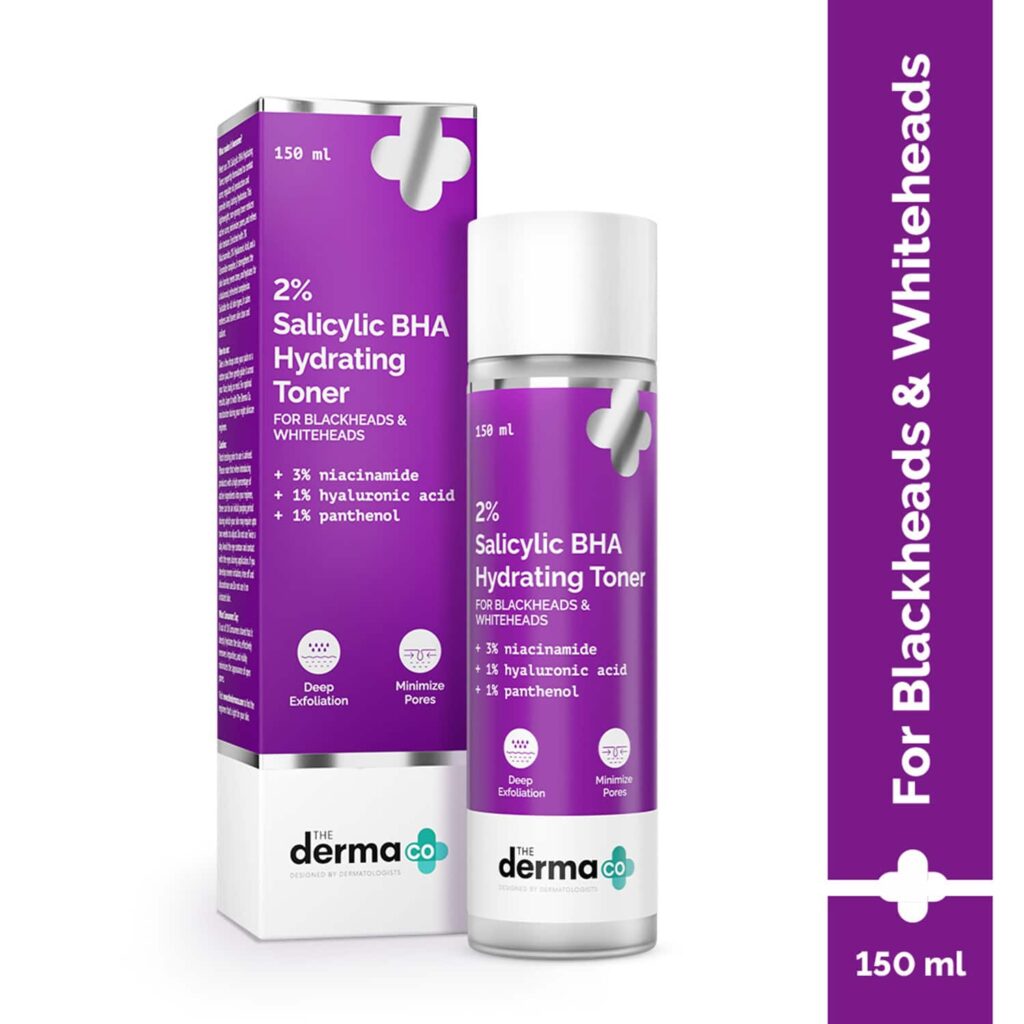 The Derma Co 2% Salicylic BHA Hydrating Toner - Unclogs & Minimizes Pores (150 ml) - The Derma Co