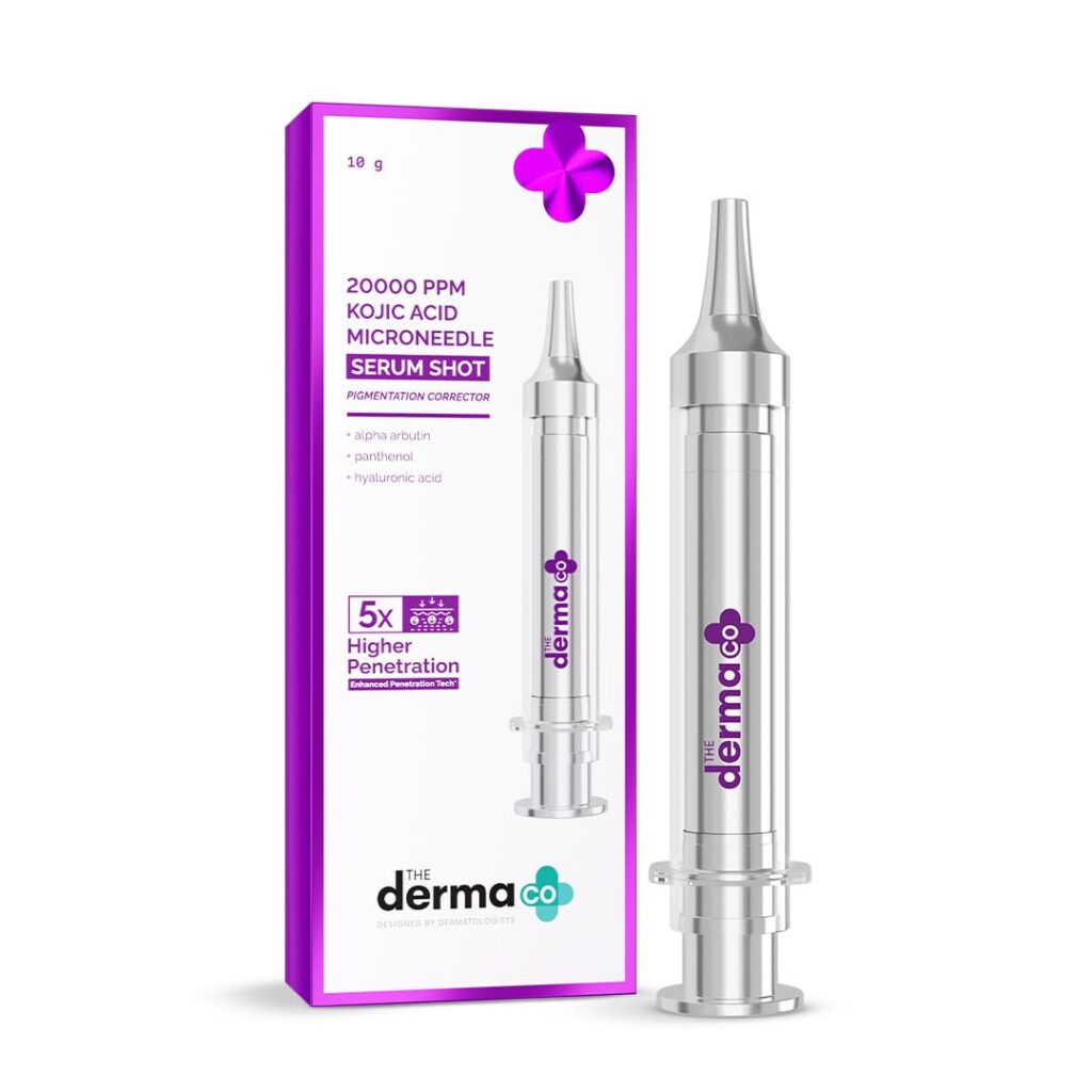 The Derma Co. 20000 PPM Kojic Acid Microneedle Face Serum Shot for Pigmentation Correction & Skin Renewal | 5x Higher Penetration | Enhances Collagen Production | Alpha Arbutin...