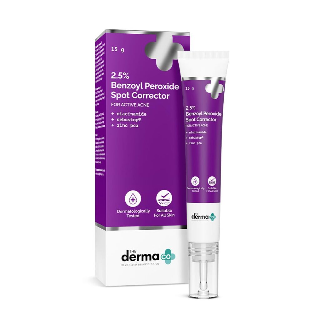 The Derma Co. 2.5% Benzoyl Peroxide Spot Corrector | With Niacinamide & Zinc PCA | For Active Acne | All Skin Type | For Men & Women | 15 g