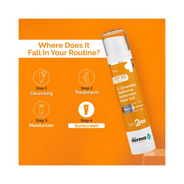 The Derma Co C-Cinamide Radiance Sunscreen Aqua Gel With SPF 50 PA++ (50g) - The Derma Co