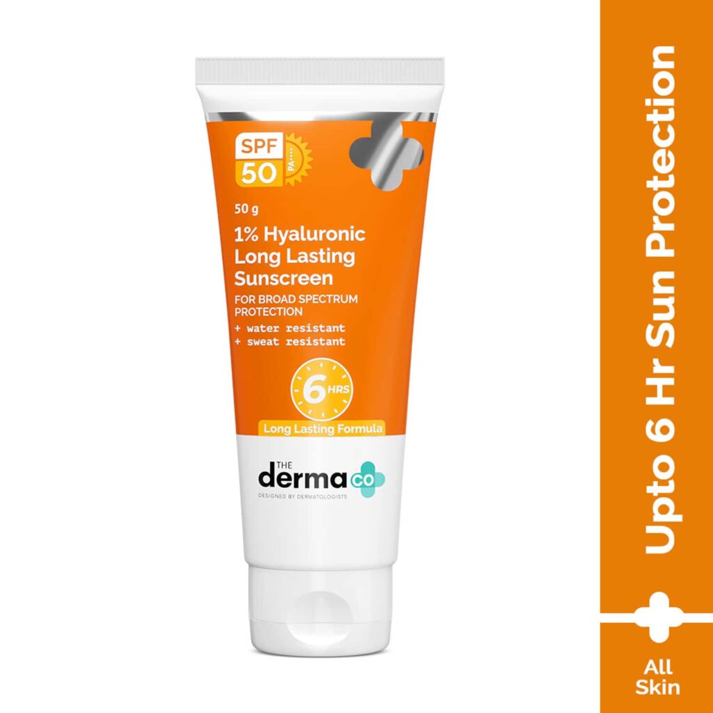 The Derma Co Hyaluronic 1% Long Lasting Sunscreen Hyaluronic Acid & Vitamine E (50 g) - The Derma Co