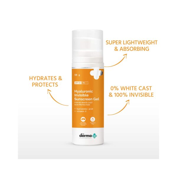 The Derma Co Hyaluronic Invisible Sunscreen Gel With SPF 50 PA++ (50g) - The Derma Co