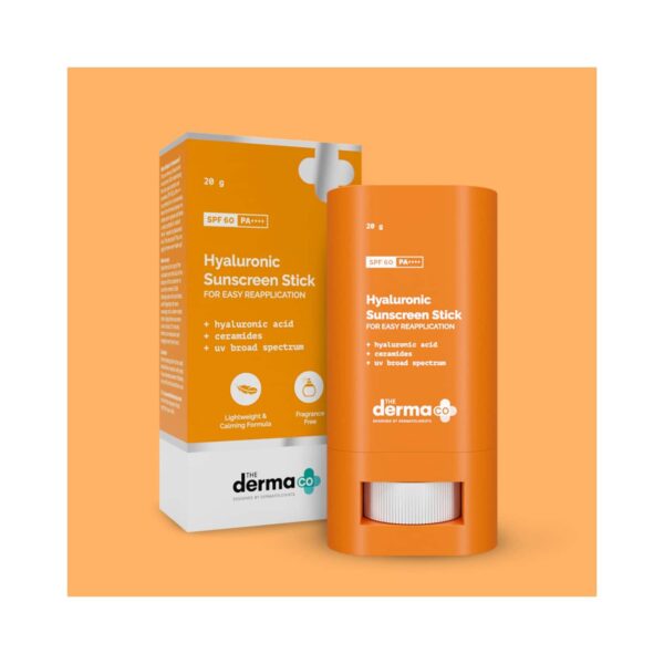 The Derma Co Hyaluronic Sunscreen Stick for Easy Reapplication with SPF 60 Pa++ Combo (20g) - The Derma Co