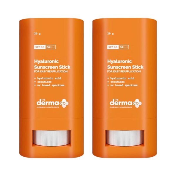 The Derma Co Hyaluronic Sunscreen Stick for Easy Reapplication with SPF 60 Pa++ Combo (20g) - The Derma Co