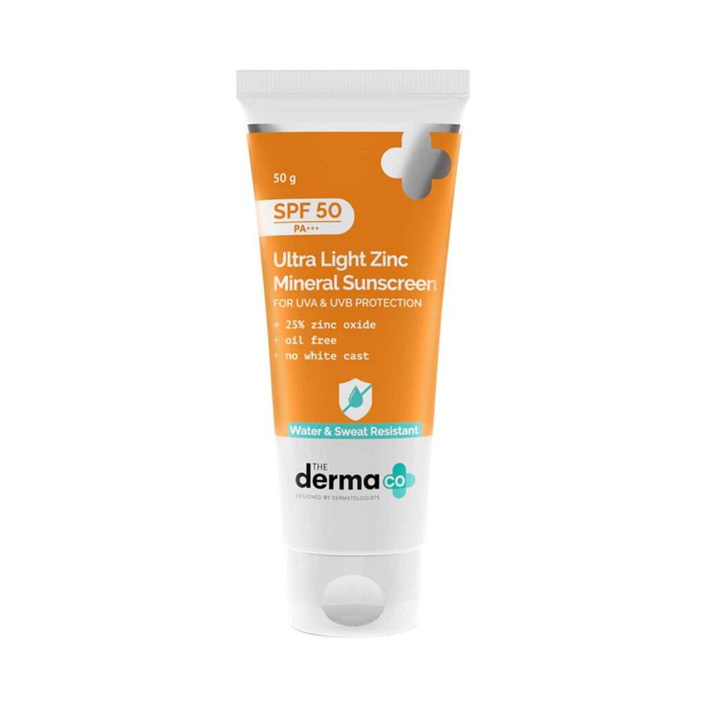 The Derma Co Ultra Light Zinc Mineral Sunscreen with SPF 50 (50g) - The Derma Co