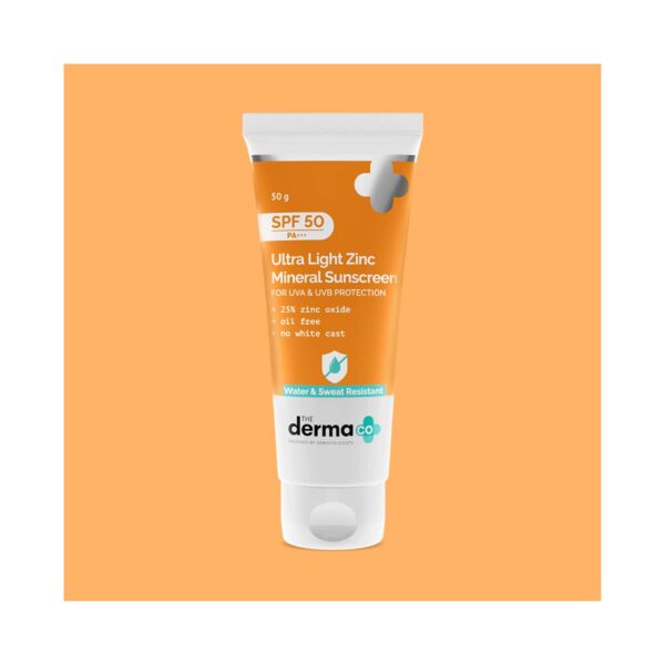 The Derma Co Ultra Light Zinc Mineral Sunscreen with SPF 50 (50g) - The Derma Co
