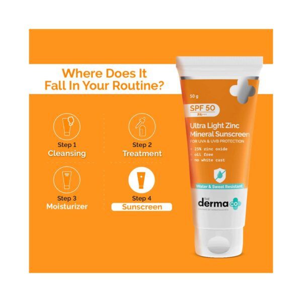 The Derma Co Ultra Light Zinc Mineral Sunscreen with SPF 50 (50g) - The Derma Co