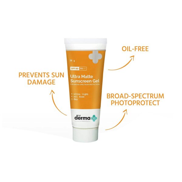 The Derma Co Ultra Matte Sunscreen Gel SPF 60 PA++ (50g) - The Derma Co