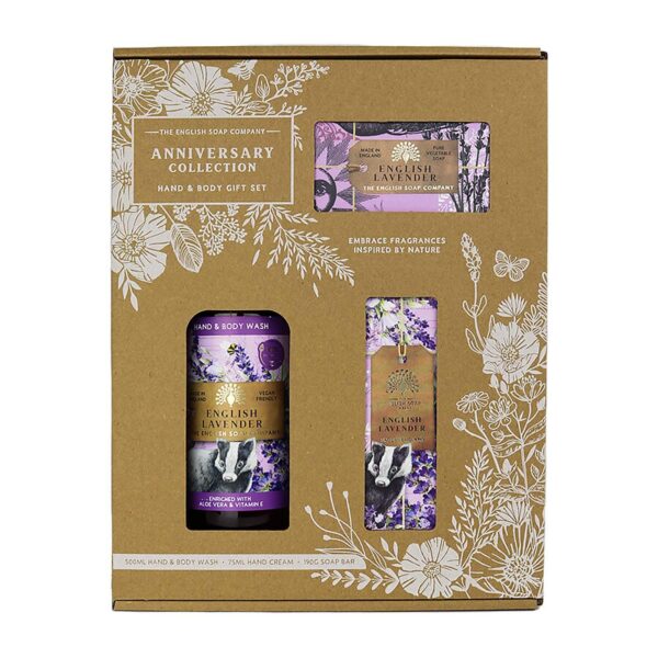The English Soap Company - Anniversary English Lavender Hand & Body Gift Set (3 Pcs) - The English Soap Company