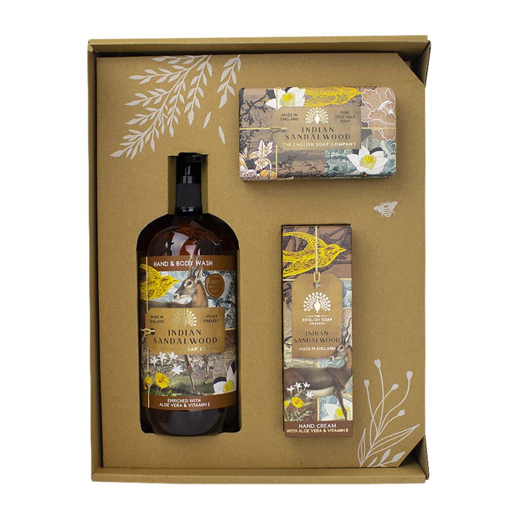 The English Soap Company - Anniversary Indian Sandalwood Hand & Body Gift Set (3 Pcs) - The English Soap Company