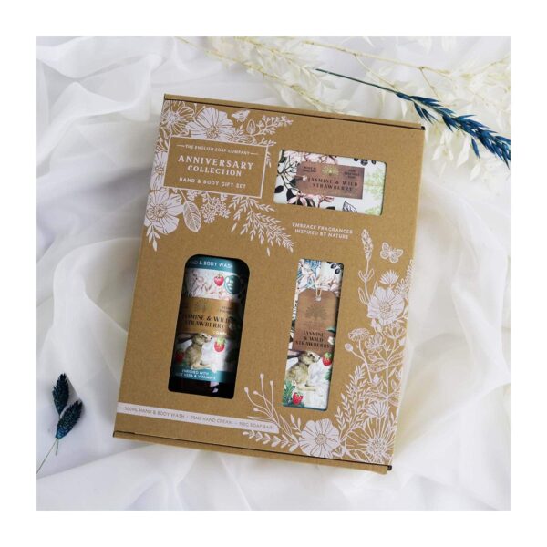 The English Soap Company - Anniversary Jasmine & Wild Strawberry Hand & Body Gift Set (3 Pcs) - The English Soap Company