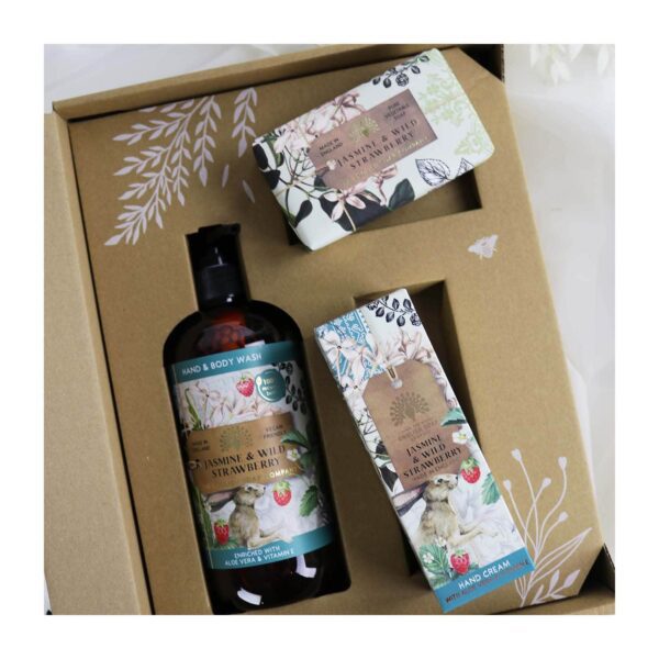 The English Soap Company - Anniversary Jasmine & Wild Strawberry Hand & Body Gift Set (3 Pcs) - The English Soap Company