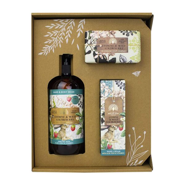 The English Soap Company - Anniversary Jasmine & Wild Strawberry Hand & Body Gift Set (3 Pcs) - The English Soap Company