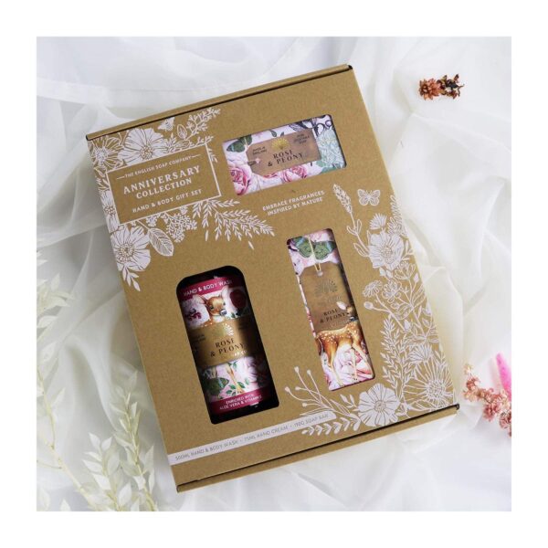The English Soap Company - Anniversary Rose & Peony Hand & Body Gift Set (3 Pcs) - The English Soap Company