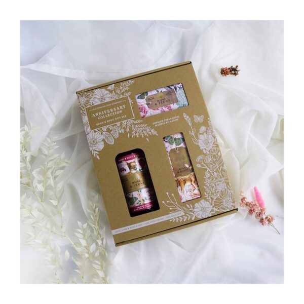 The English Soap Company - Anniversary Rose & Peony Hand & Body Gift Set (3 Pcs) - The English Soap Company