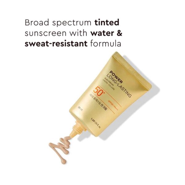The Face Shop Power Long-Lasting SPF 50+ Pa+++ Tinted Sunscreen, Evens Skin Tone & Water Resistant (50 ml - The Face Shop