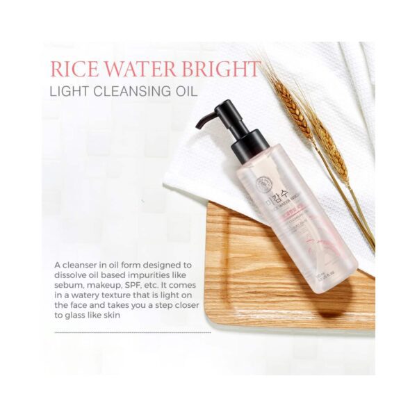 The Face Shop Rice Water Bright Light Cleansing Oil - Korean Makeup Remover for heavy makeup (150ml) - The Face Shop