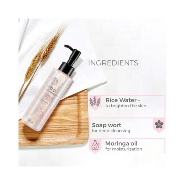 The Face Shop Rice Water Bright Light Cleansing Oil - Korean Makeup Remover for heavy makeup (150ml) - The Face Shop