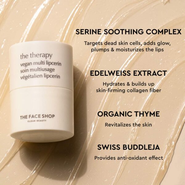 The Face Shop Vegan Lipcerin - Korean Lip Mask, Glowy Balm, Lip Scrub & Plumping Gloss (15ml) - The Face Shop