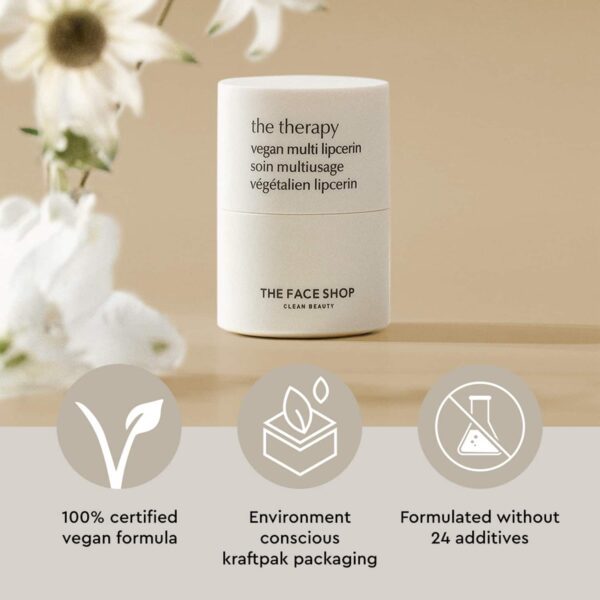 The Face Shop Vegan Lipcerin - Korean Lip Mask, Glowy Balm, Lip Scrub & Plumping Gloss (15ml) - The Face Shop