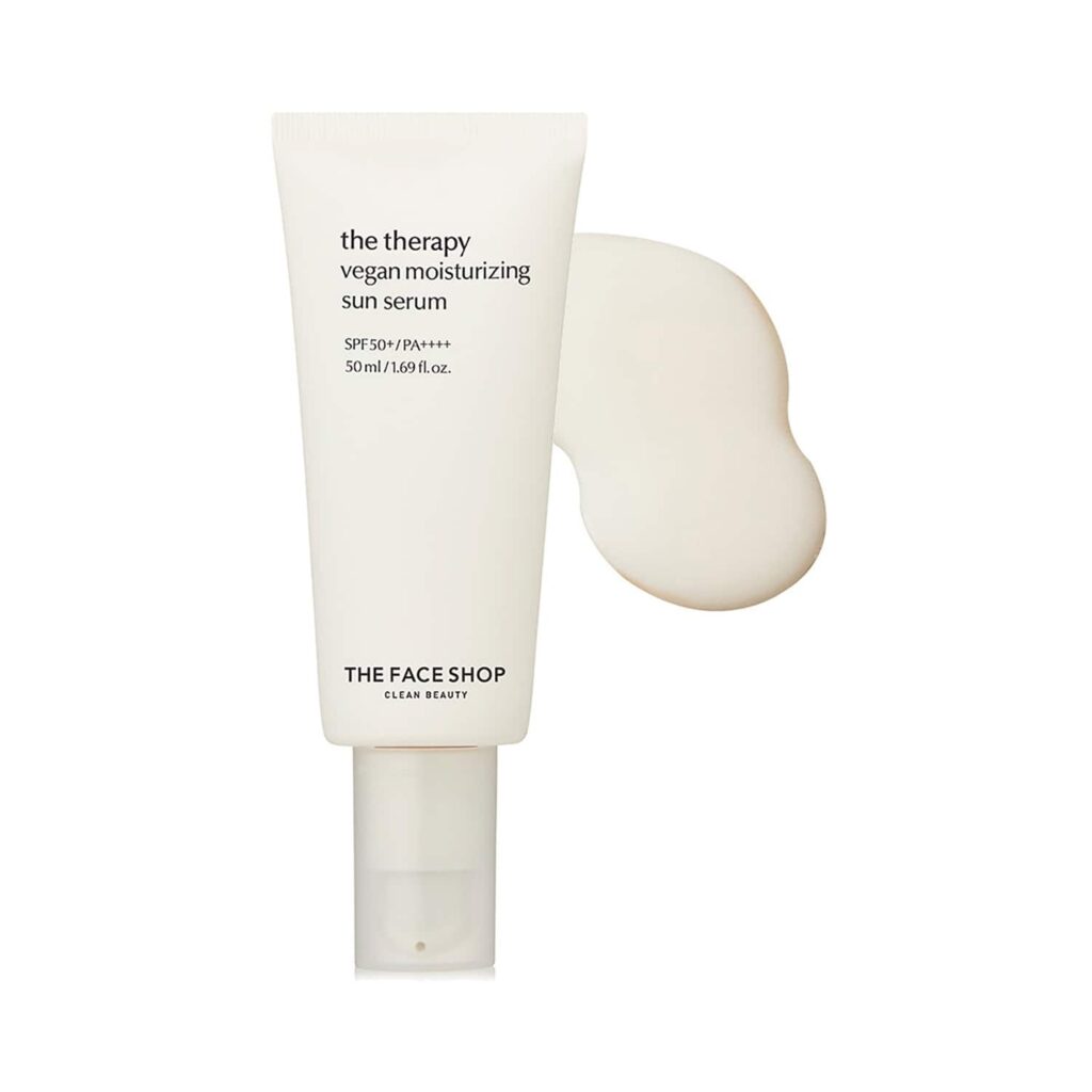 The Face Shop Vegan Sunscreen Serum SPF 50+ PA++++ : Korean Sun Serum with Niacinamide (50ml) - The Face Shop