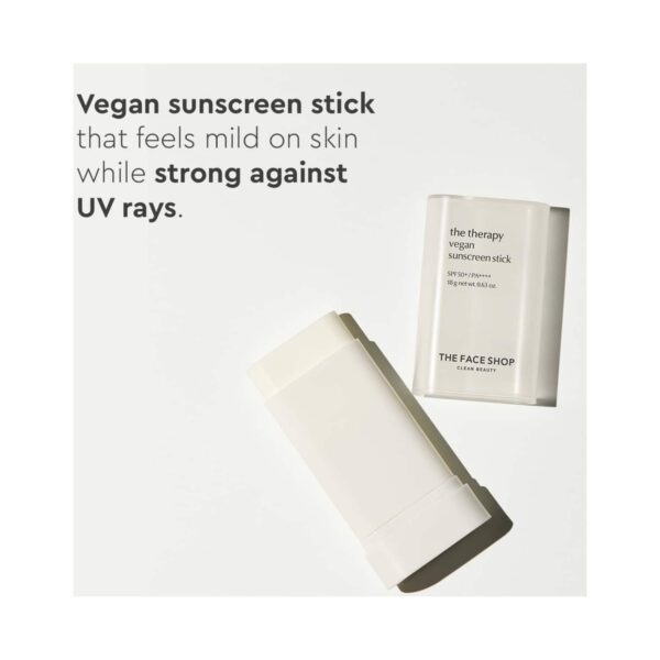 The Face Shop Vegan Sunscreen Stick SPF 50+ PA++++ : Korean Sun Care with Waterproof Formula (18 g) - The Face Shop